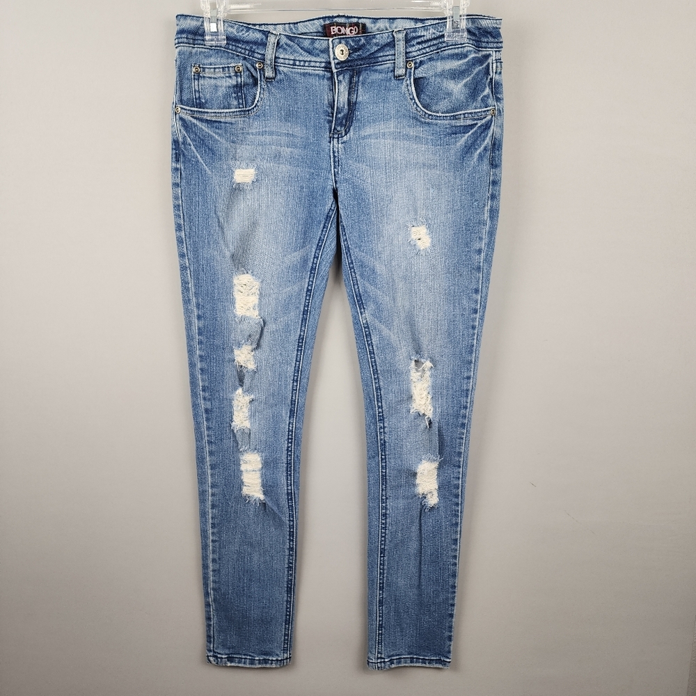 Bongo Skinny Jeans - Light Blue Distressed Ripped